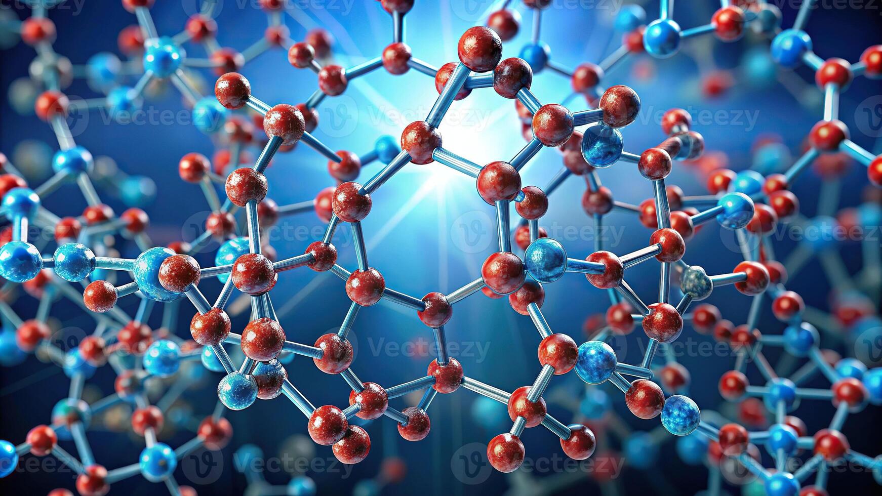 A high-resolution aerial view of hemoglobin's atomic structure showing oxygen binding sites photo