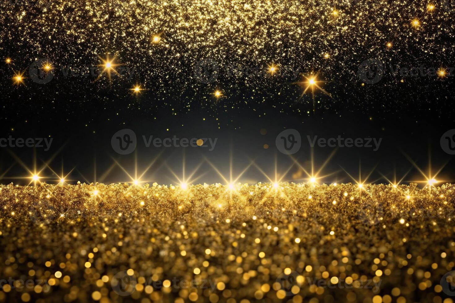 Abstract black and gold background with glitter silhouette photo