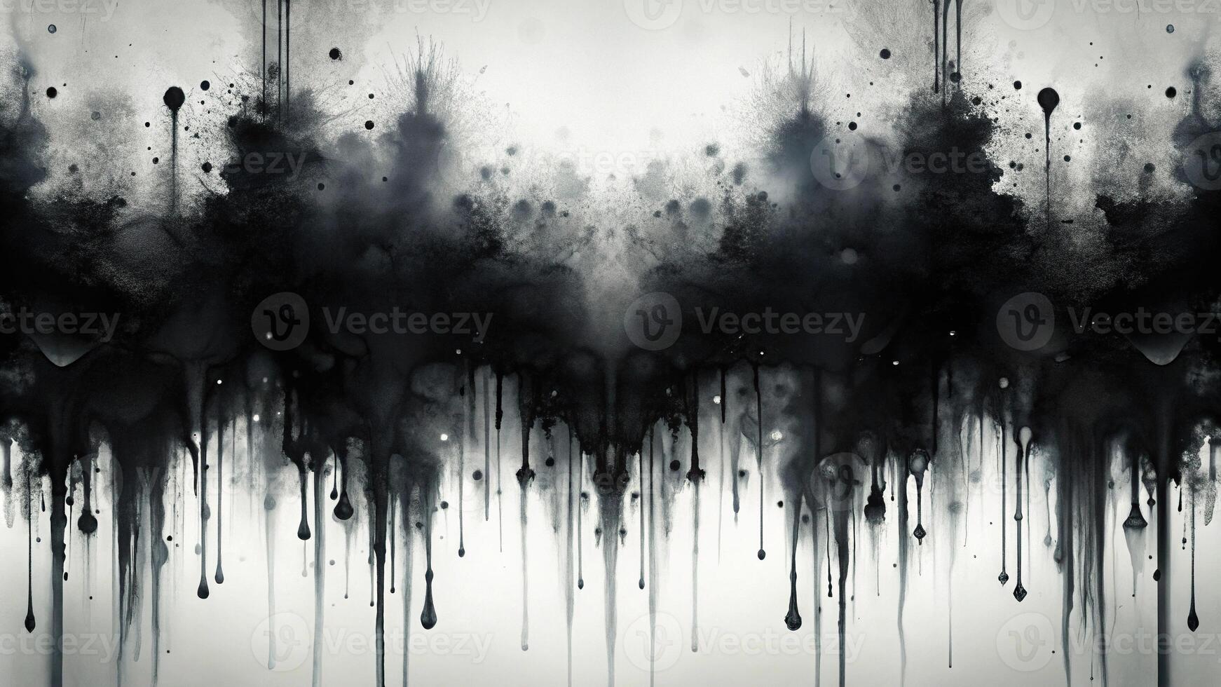 Abstract black ink background with smudged dripping effects. photo