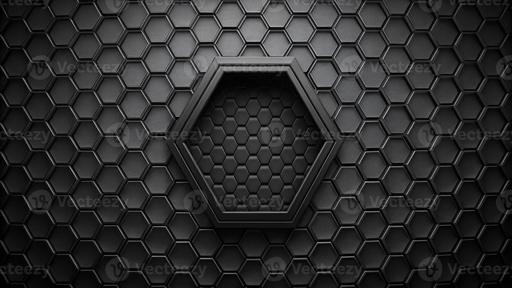 Abstract black texture background with hexagon carbon pattern photo