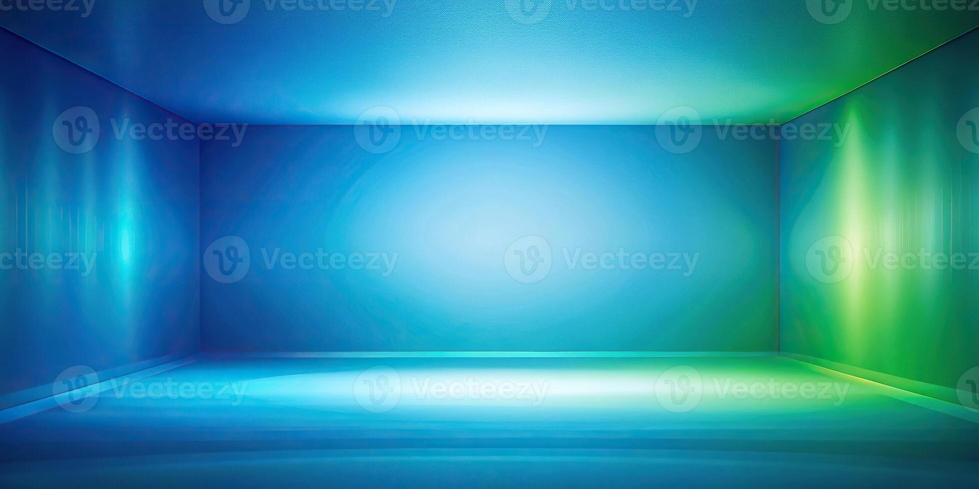 Abstract blue and green background with a wide-angle perspective photo