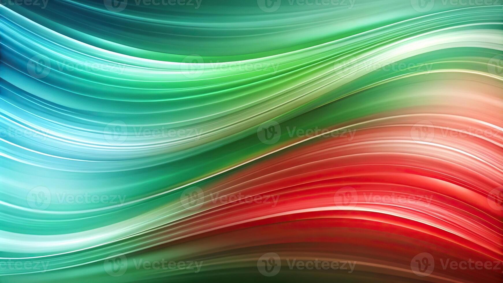 abstract background with green, light blue, and red curves reflected photo