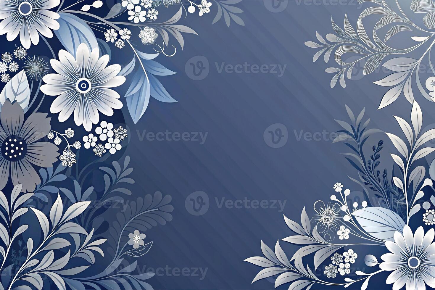 Abstract background with sleek floral patterns in gray white and navy blue palette photo
