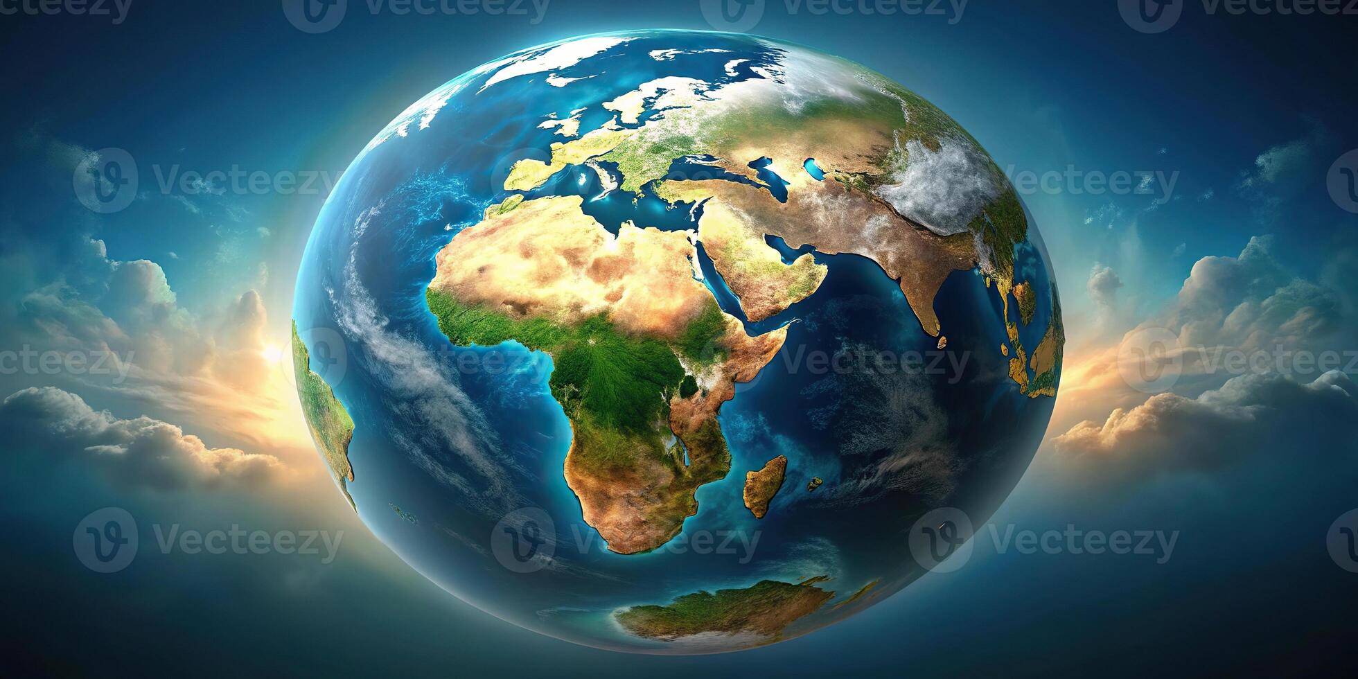 Earth globe with fractal patterns photo