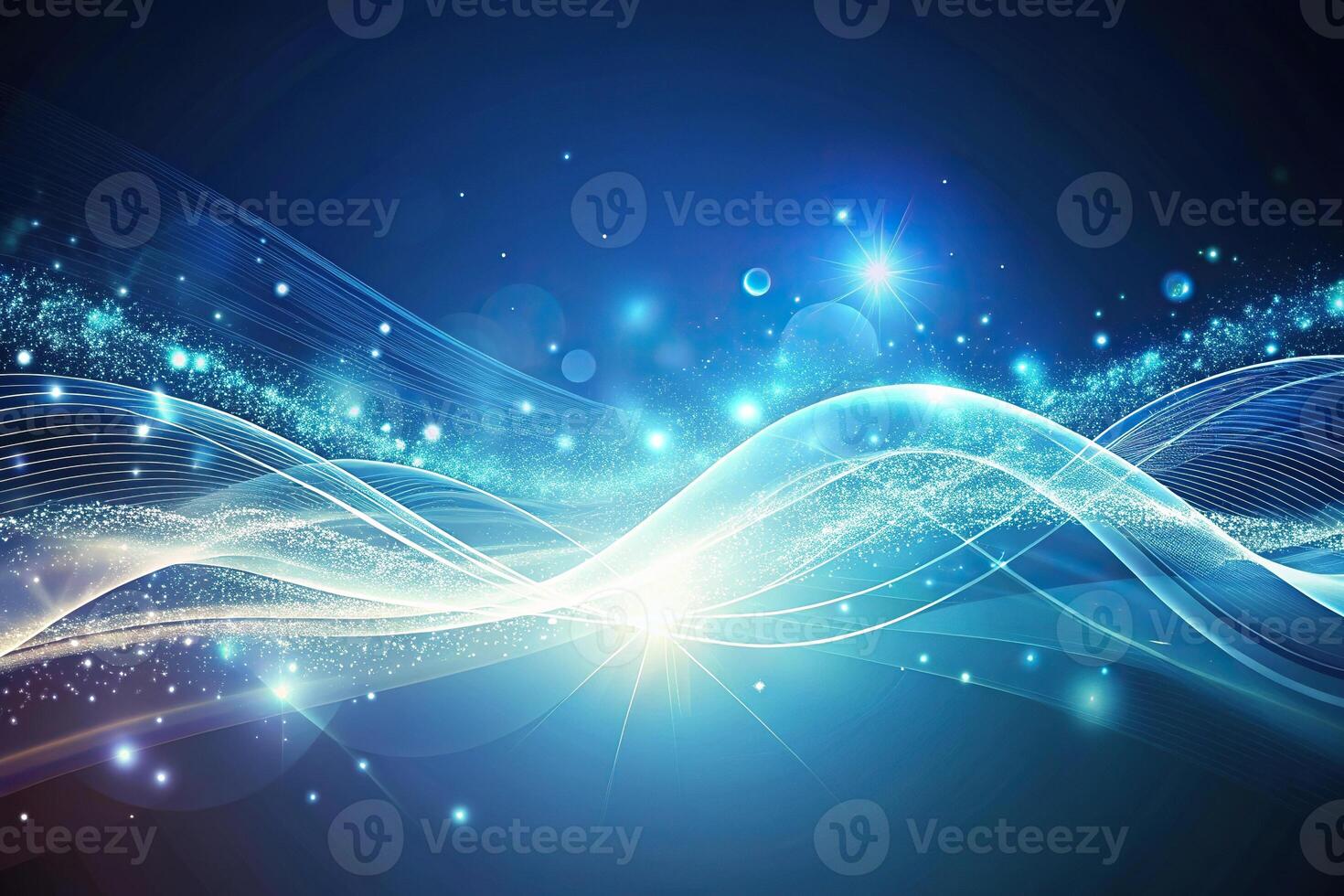 abstract background with waves and particles photo
