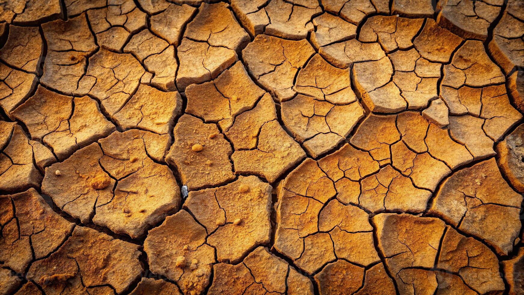 Cracked dry clay surface revealing intricate patterns photo