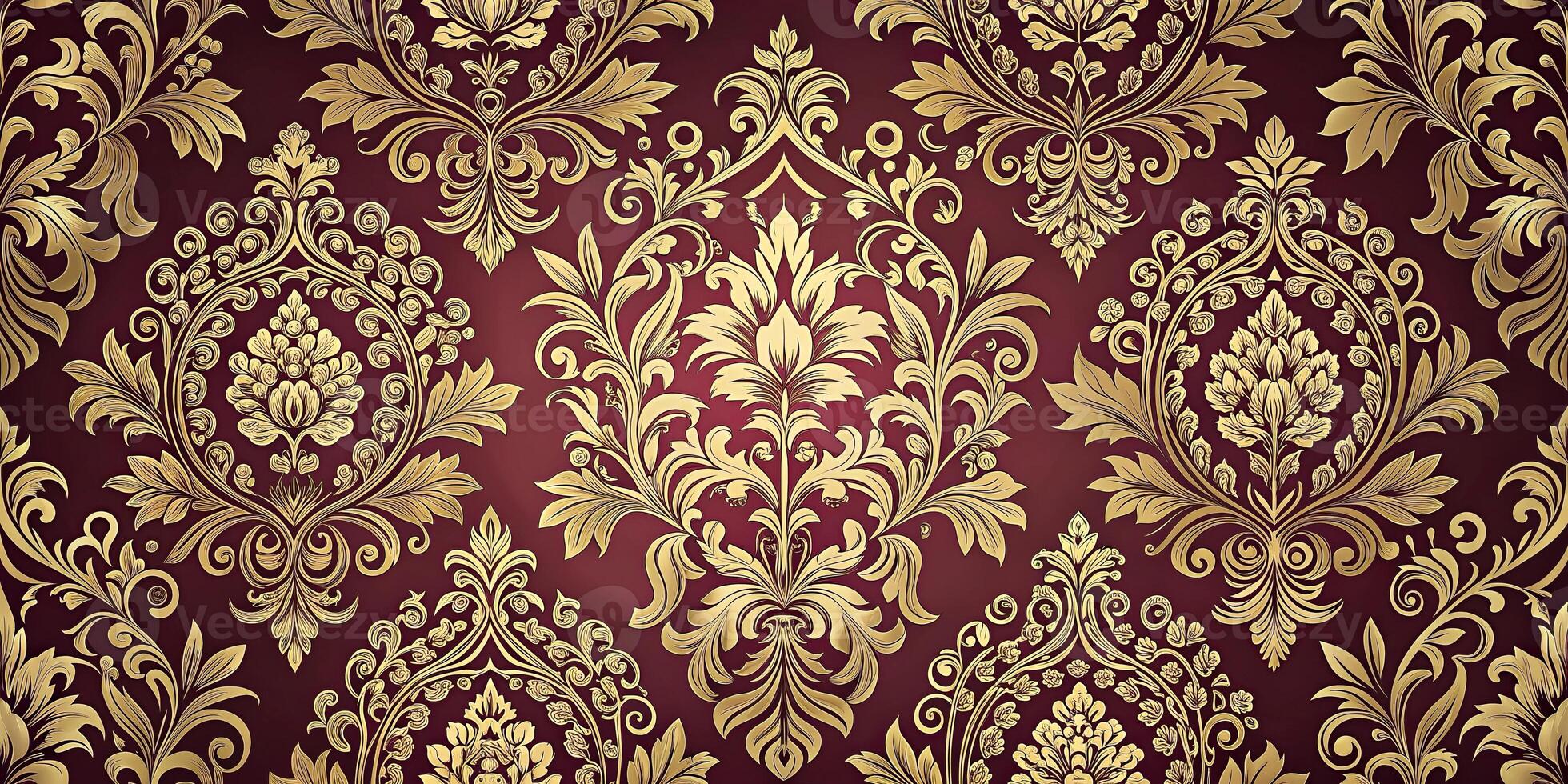 Elegant damask pattern with intricate motifs and a rich monochromatic color palette photo