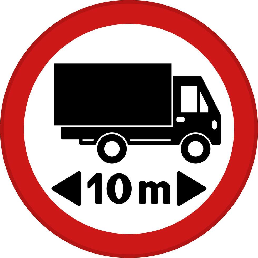 Red Length Limit Sign. Icon. Maximum Allowed Vehicle Width 10m. Prohibitory Road Sign vector