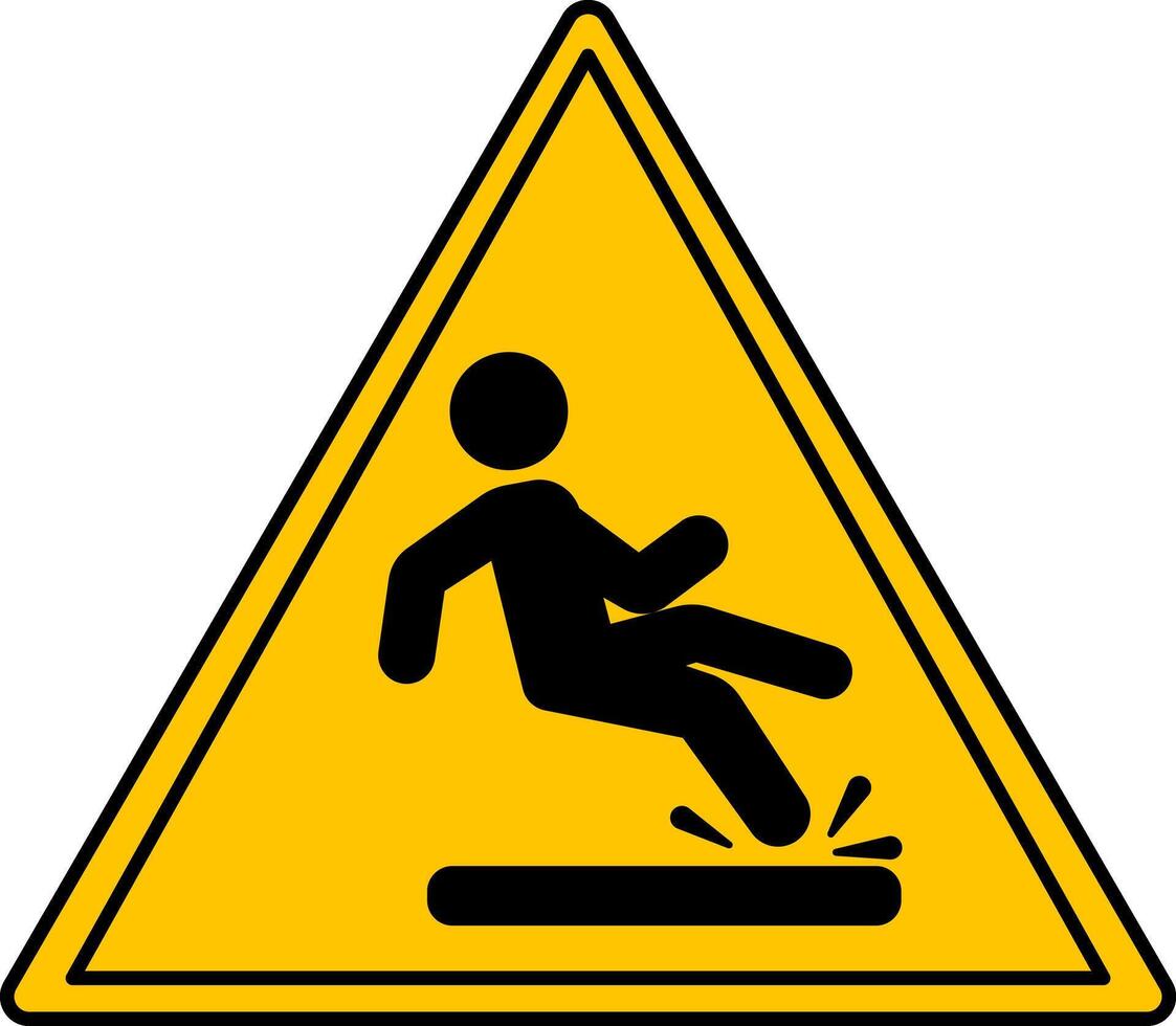 Yellow Slippery Floor Sign. Icon. Man Falls on Slippery Floor. Danger Warning Sign vector