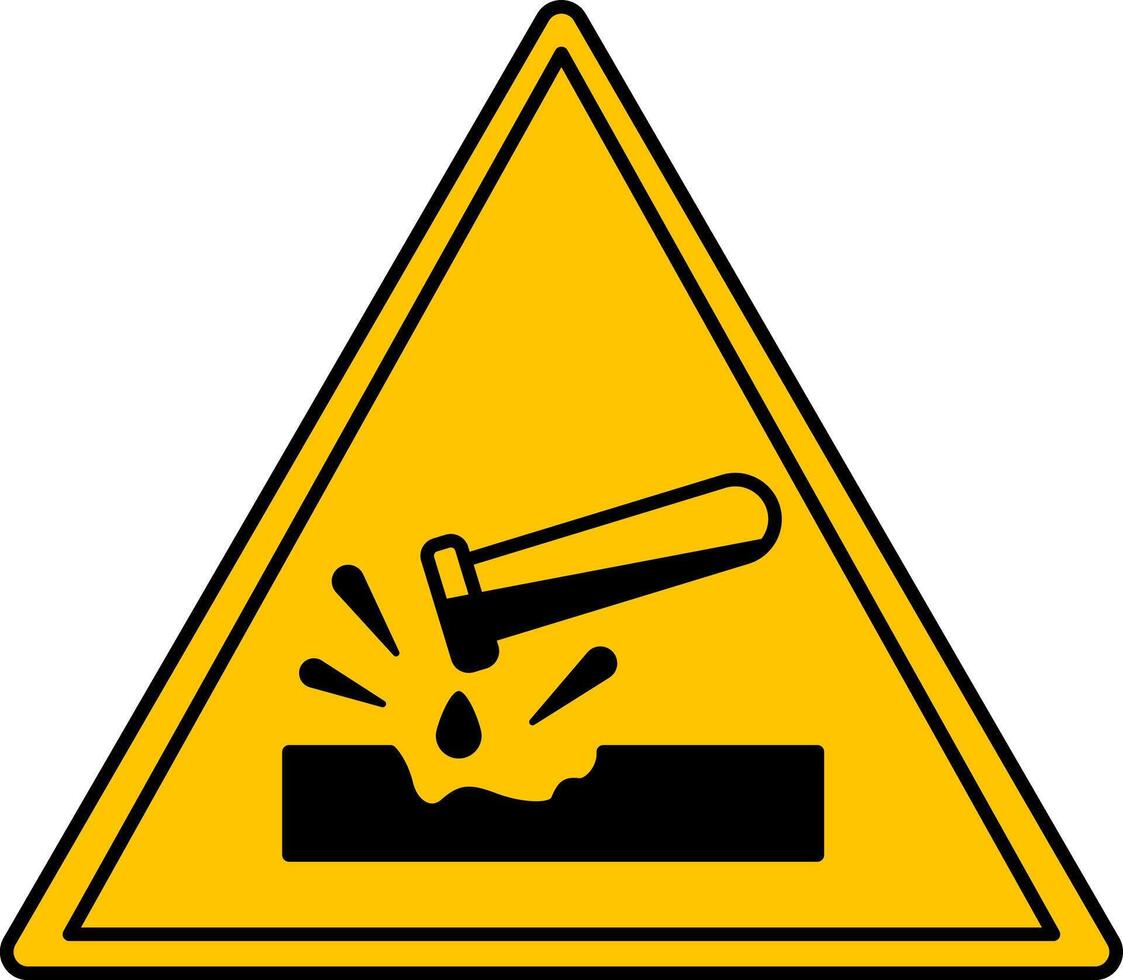 Yellow Sign Corrosive. Icon. Corrosive and Toxic Effects on Metals. Danger Warning Sign vector