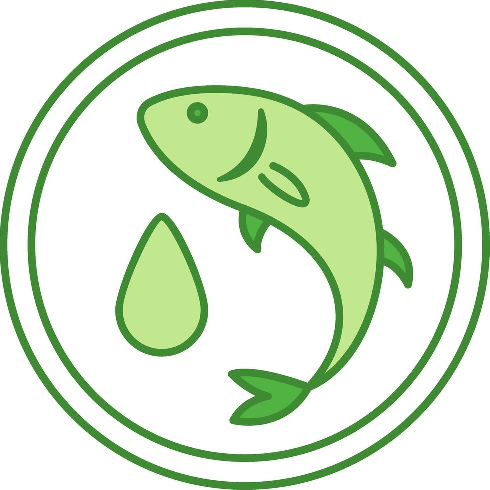 Green Icon of Omega 3 Fatty Acids. Icon. Sea Fish and Drop of Oil. Label for Medicine and Food Packaging vector