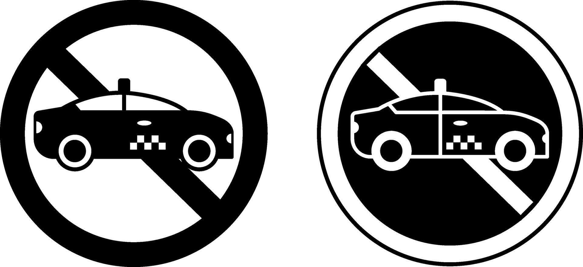 No Taxi Signs. Black and White Icons. No Taxi Parking. Prohibitory Road Sign vector