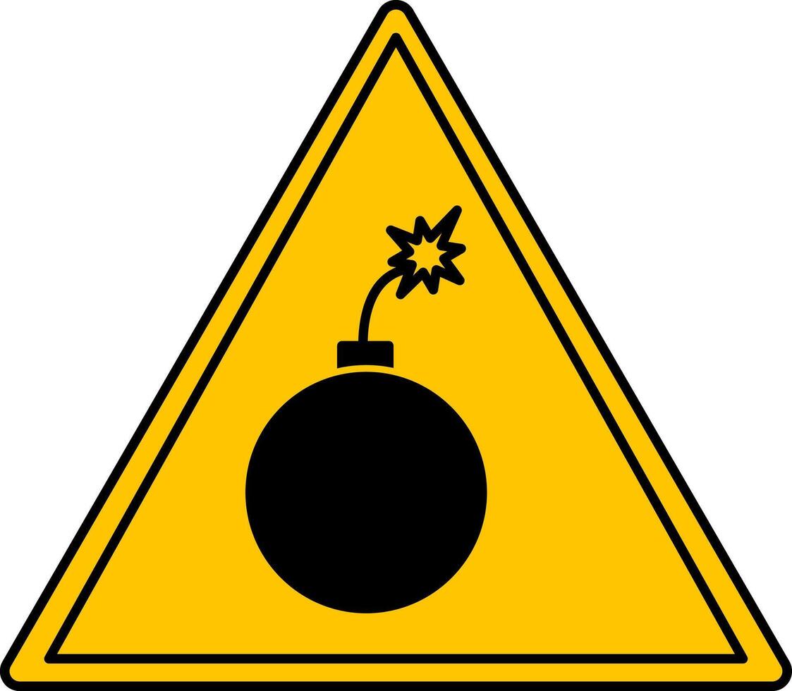 Yellow Bomb Sign. Icon. Explosive Device. Danger Warning Sign vector