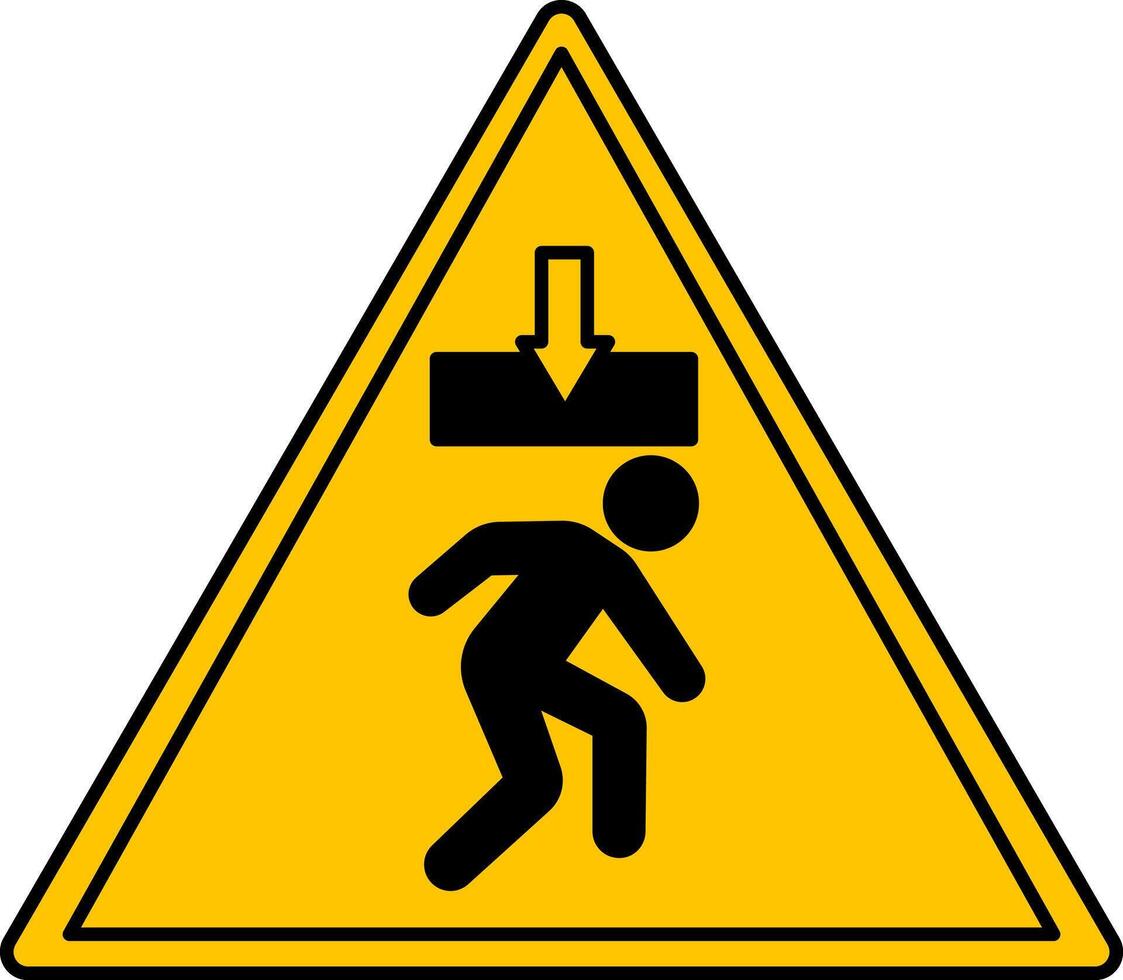 Yellow Risk of Crushing Sign. Icon. A Man Under a Heavy Load. Danger Warning Sign vector