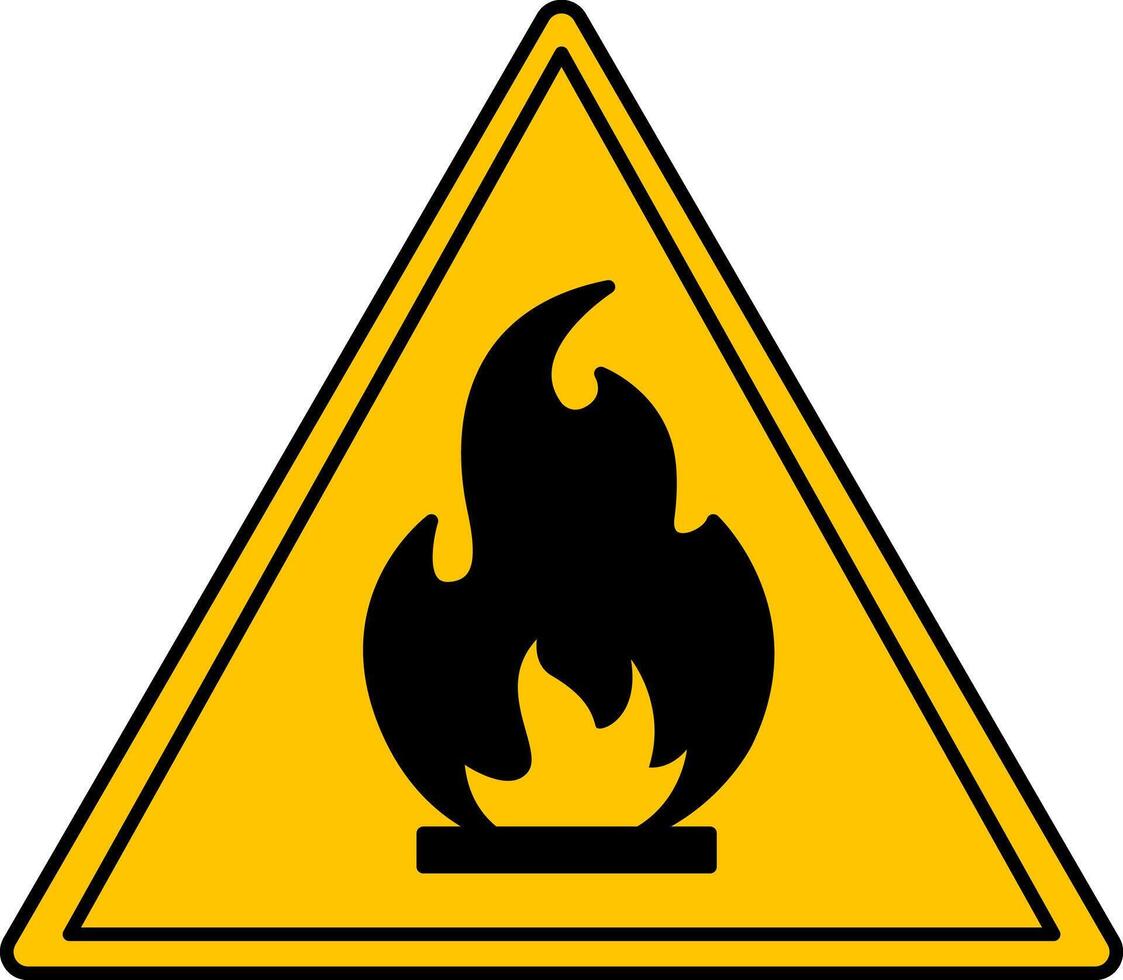Yellow Sign Flammable. Icon. Fire safety. Danger Warning Sign vector