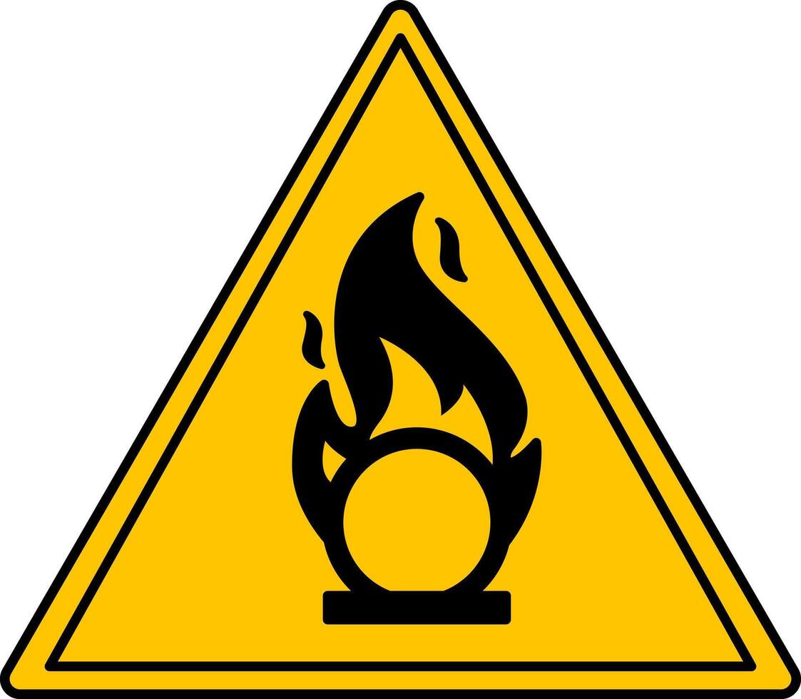 Yellow Sign Oxidizer. Icon. Combustible Substances and vector