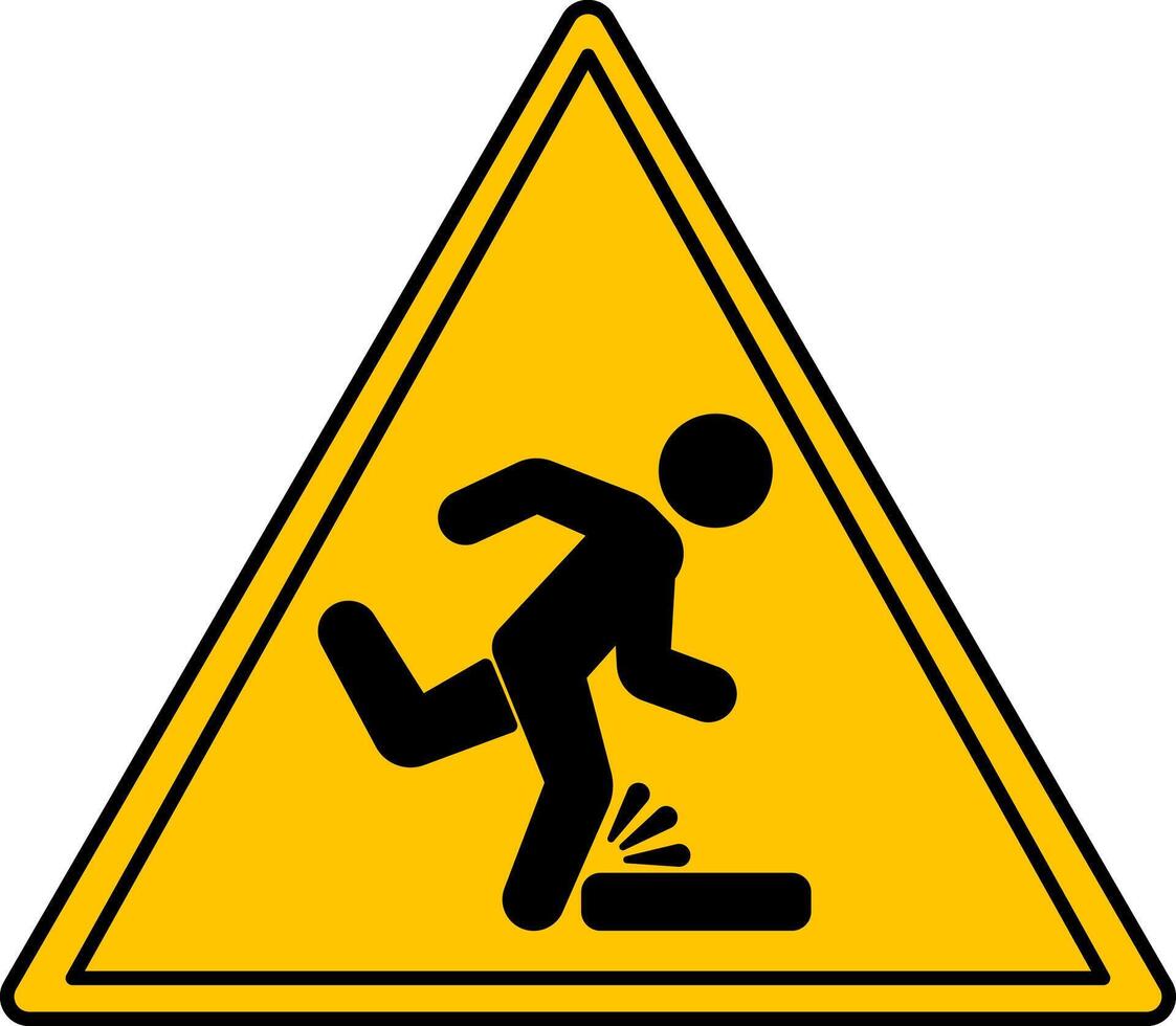 Yellow Tripping Hazard Sign. Icon. Falling Man. Danger Warning Sign vector