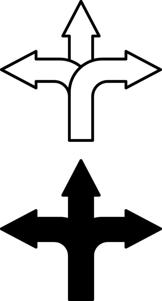Directions Icons. Black and White Icons. Arrows Pointing in Different Directions. Road Sign vector