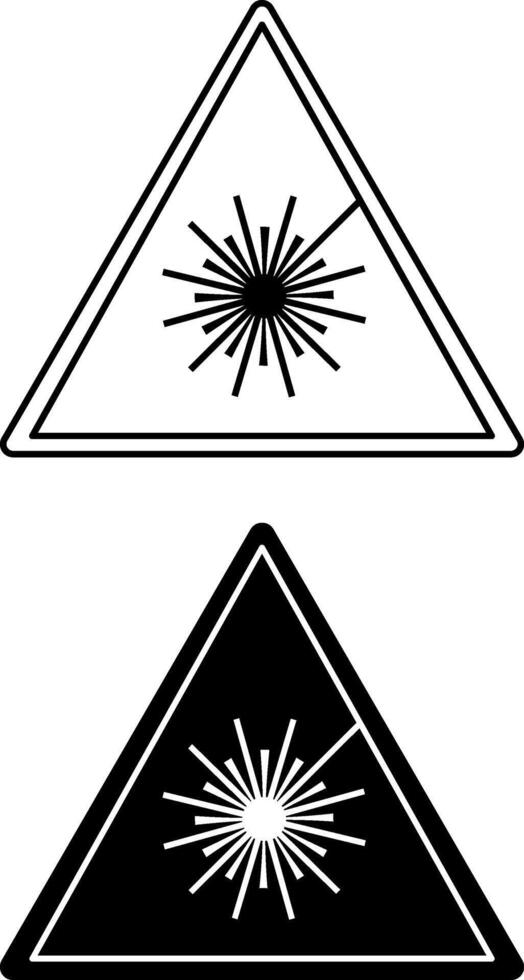 Laser Hazard Signs. Black and White Icons. Danger Warning Sign vector