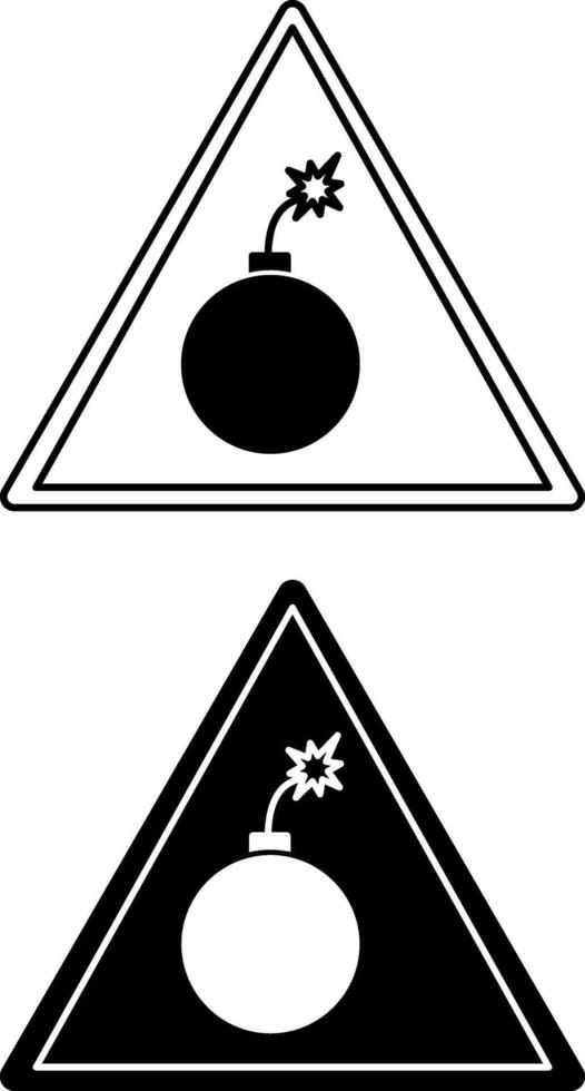 Bomb signs. Black and White Icons. Explosive Device. Danger Warning Sign vector