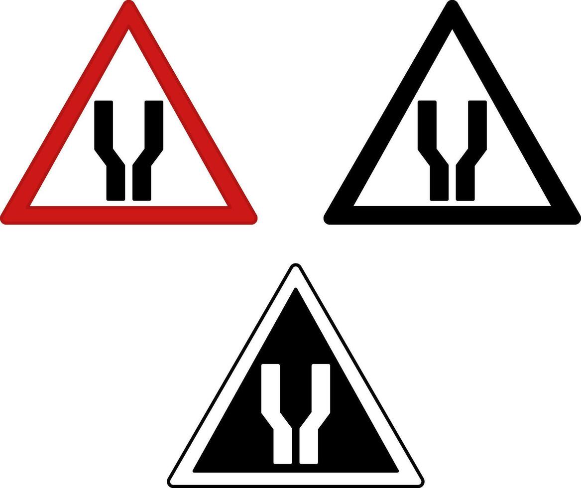 Signs Wider Road. Warning Road Signs vector