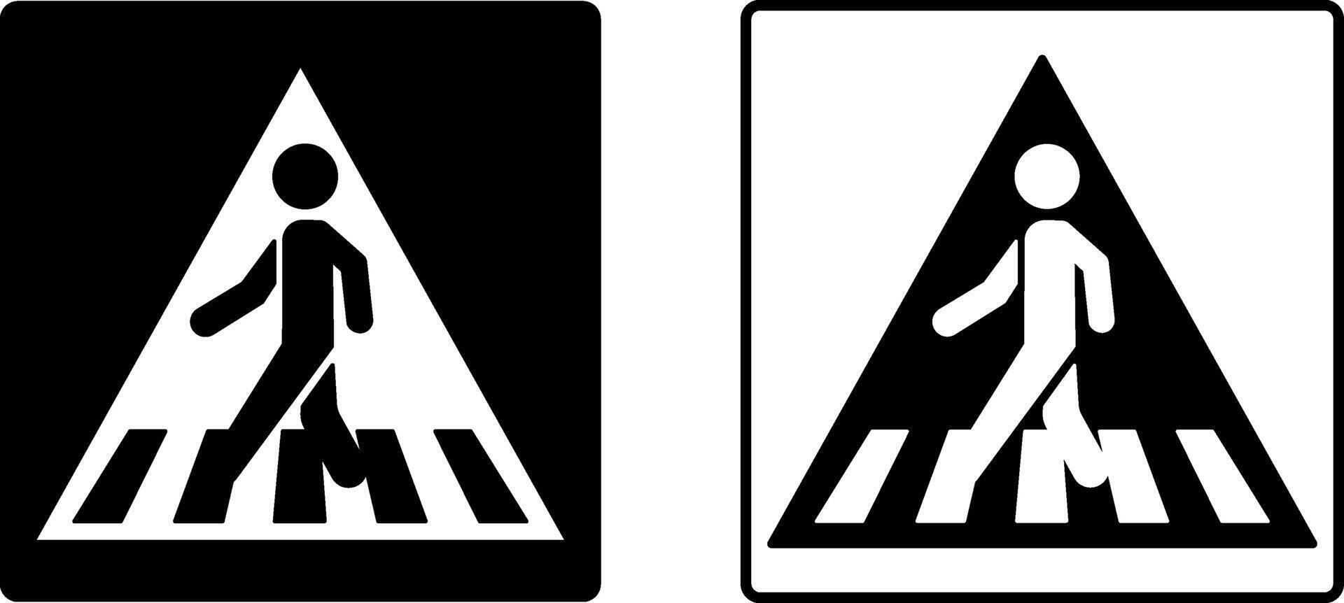 Signs Pedestrian Crossing. Square Road Sign. Man Crossing the Road on Zebra. vector