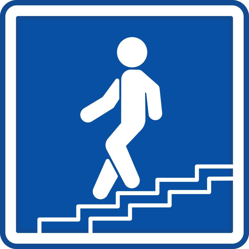 Blue Pedestrian Subway Road Sign. Man Descending into Underground Crossing vector