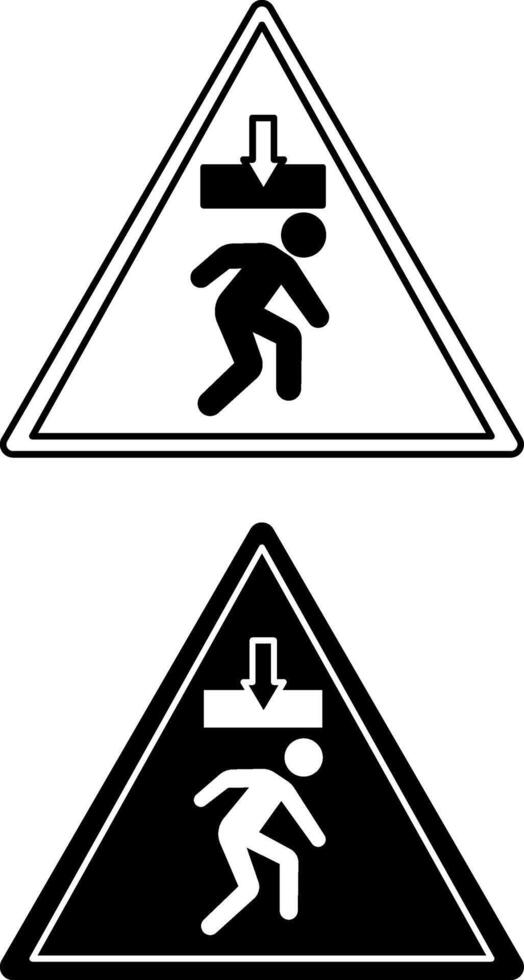 Risk of Crushing Signs. Black and White Icons. A Man Under a Heavy Load. Danger Warning Sign vector