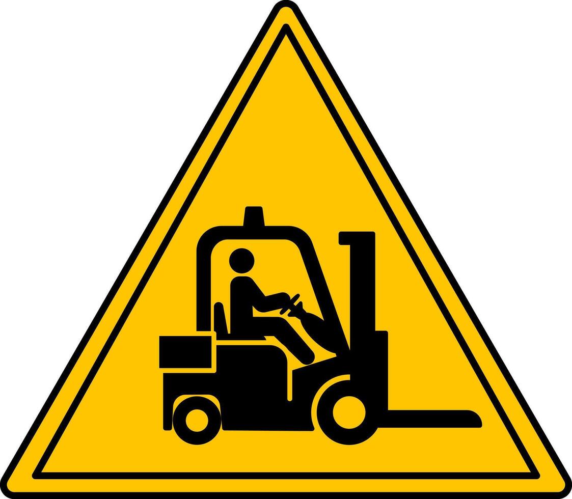 Yellow Sign Forklift trucks. Icon. Carefully. Industrial Vehicles. Danger Warning Sign vector