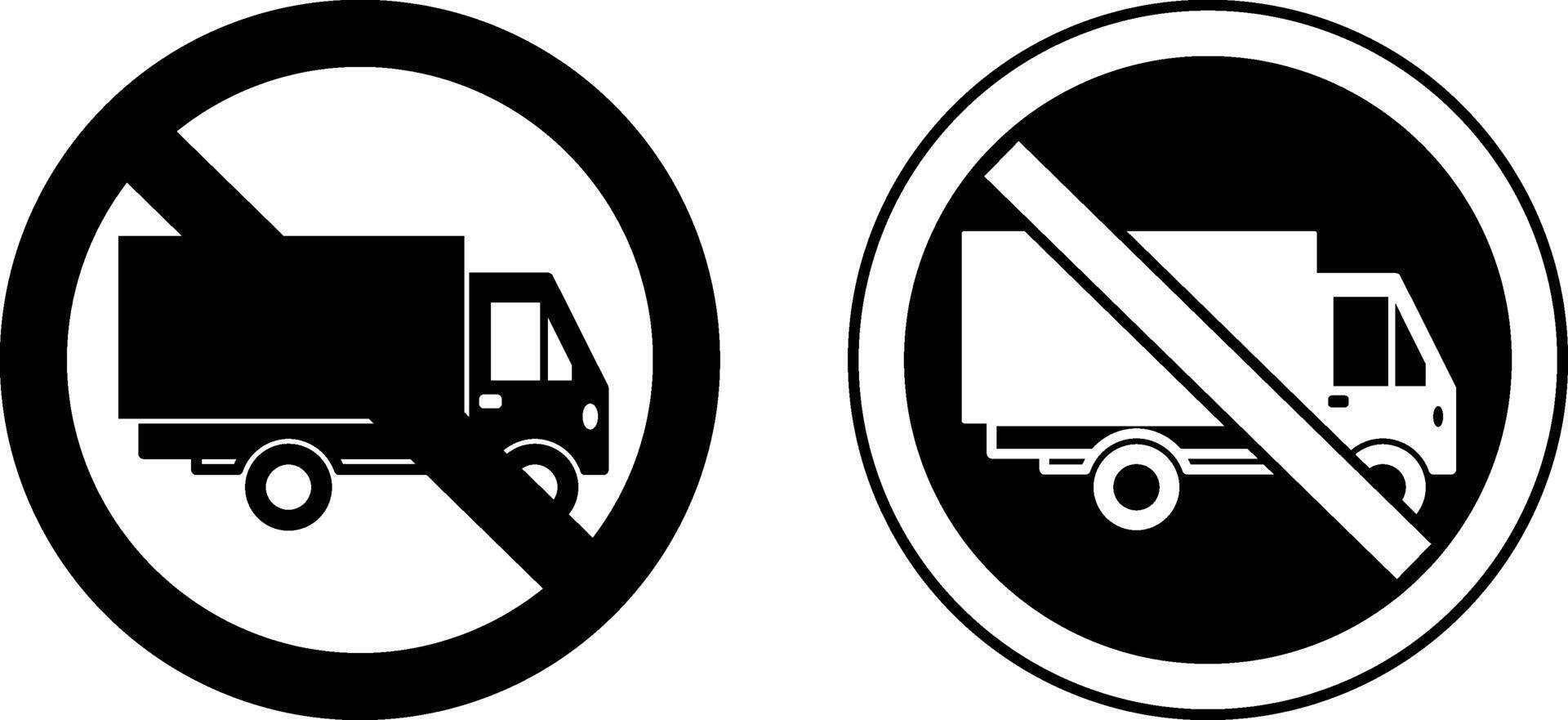 No Heavy Vehicles Signs. Black and White Icons. Warning Road Sign vector
