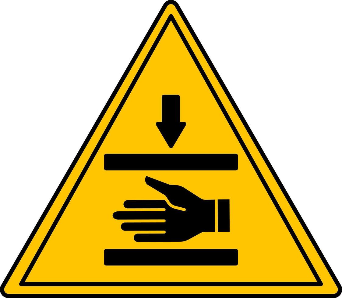 Yellow Pinch Point Sign. Icon. Hand Injury, Hand Crushing. Danger Warning Sign vector