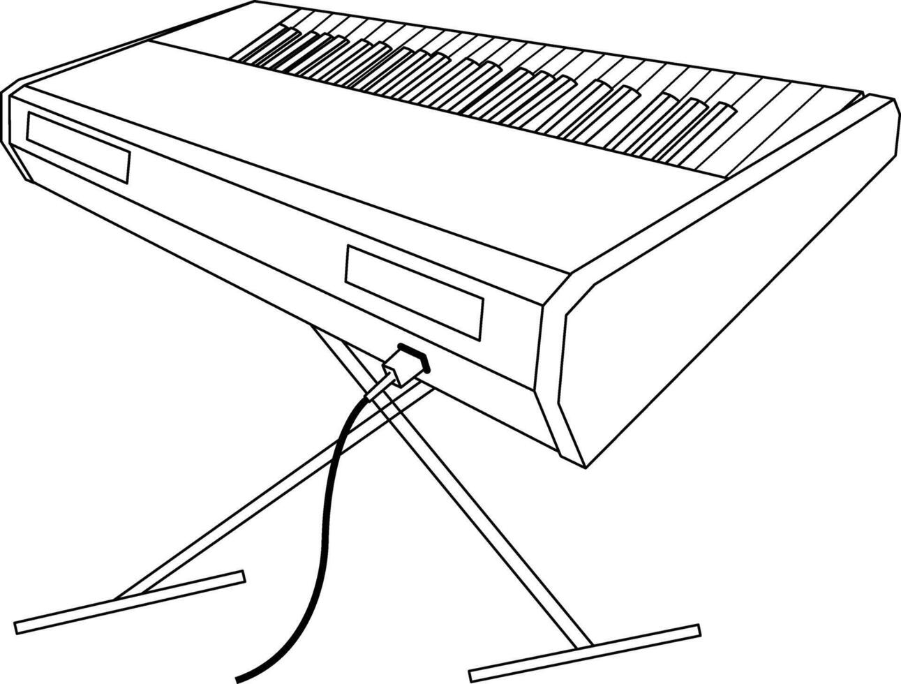 Cartoon Synthesizer for Coloring Page. Illustration of an Electronic Musical Instrument vector