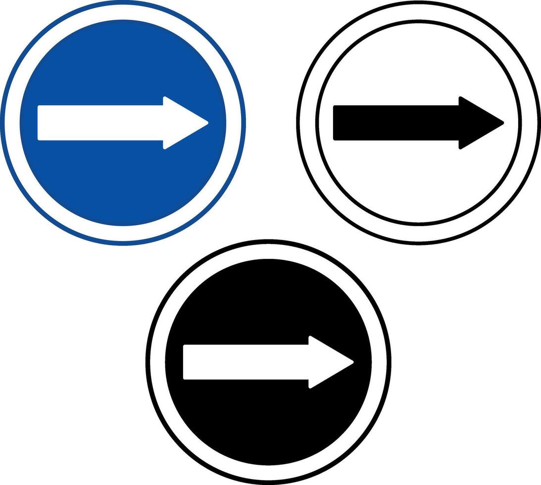 Right Turn Signs. Blue Road Signs. Right Arrow. vector