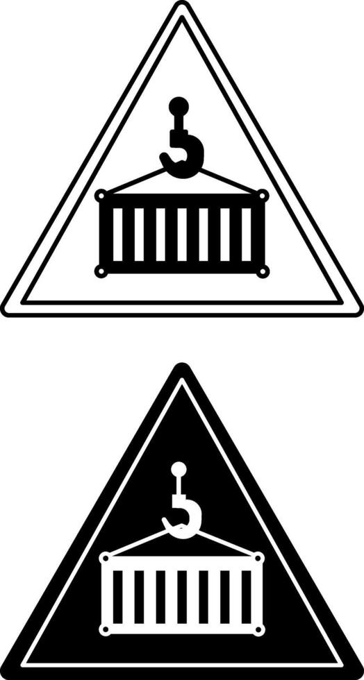 Signs of a Suspended Load. Black and White Icons. Danger Warning Sign vector