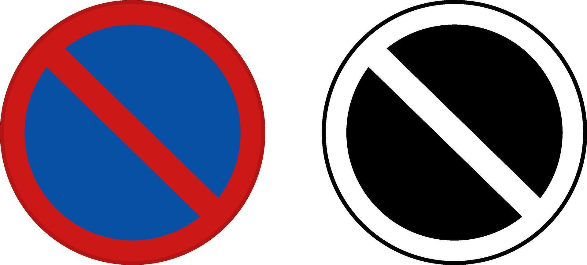 Signs No Parking. Round Road Signs. Blue Background and Red Border vector