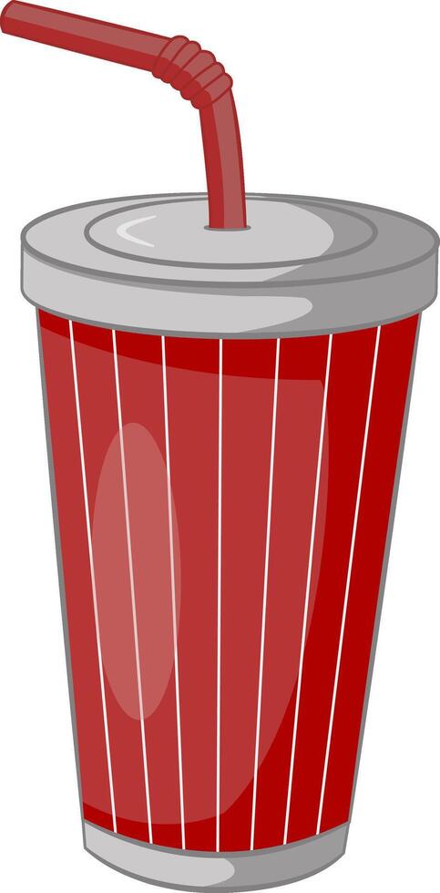 Disposable Cup with Straw. Illustration of Cardboard Soda Cup. Fast food vector