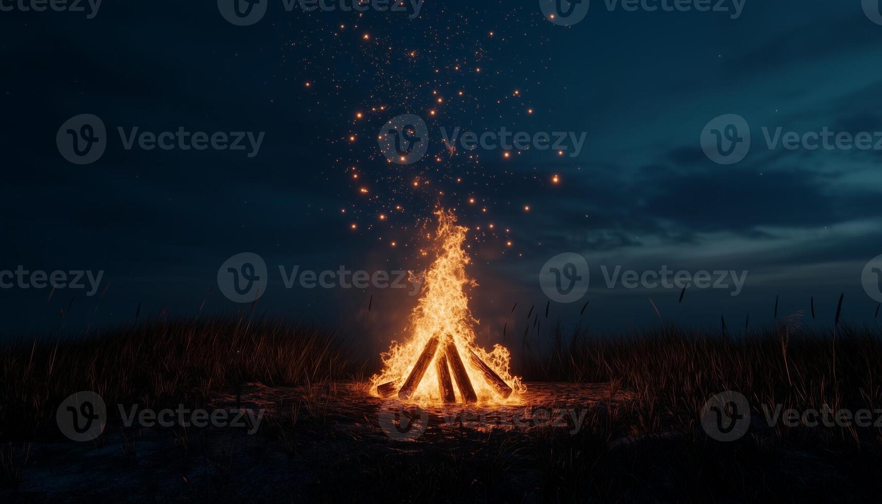Bonfire in hill camp holiday hiking adventure trip night view photo