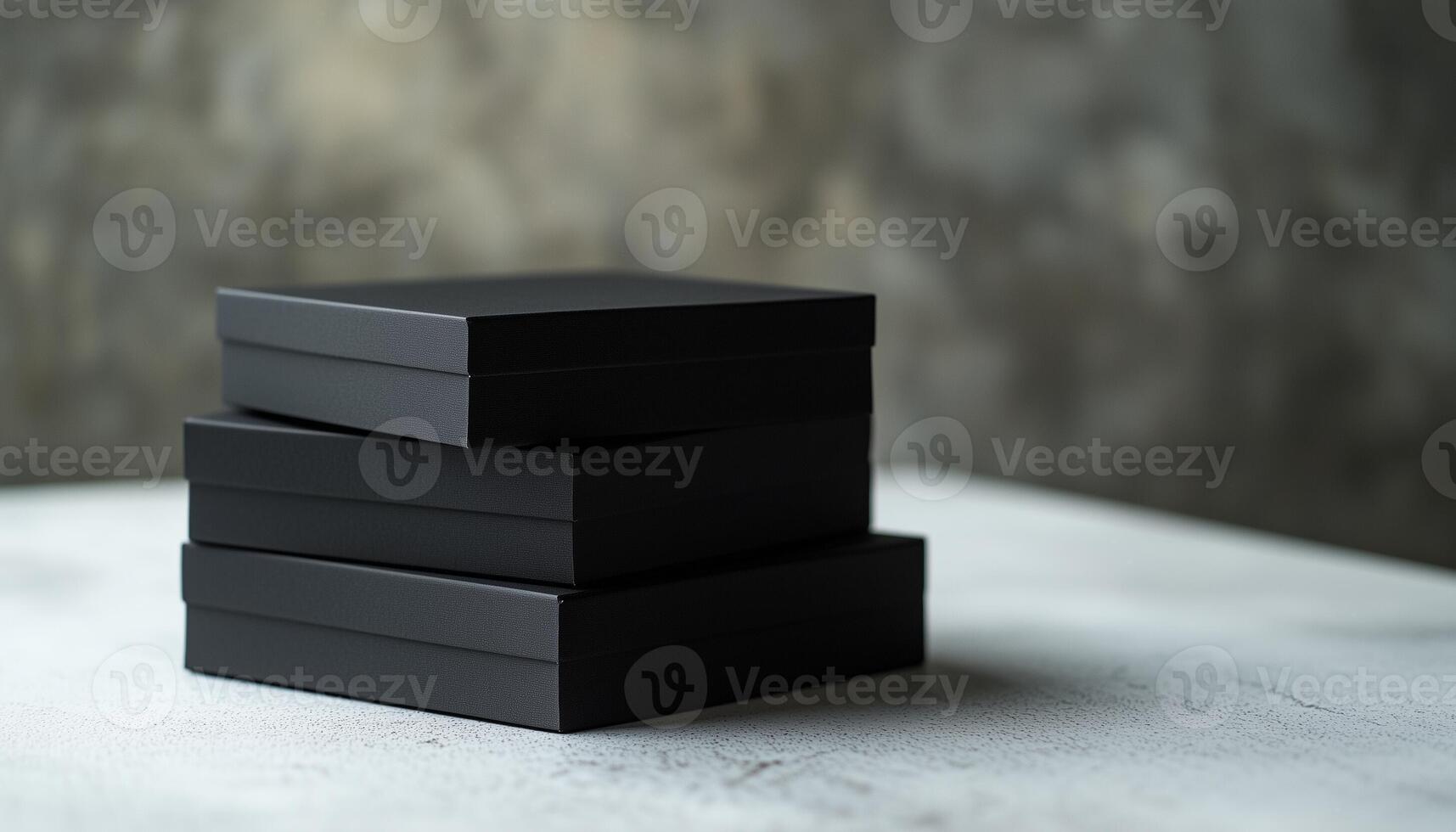 Stack box black cartoon simple gift or mockup delivery packaging on white background photo