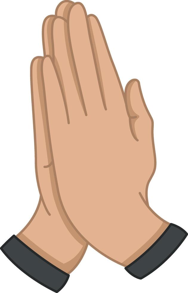 Hands folded in prayer. Hand Gesture. Concept of Trust and Love for Christianity. Welcome Gesture. illustration vector