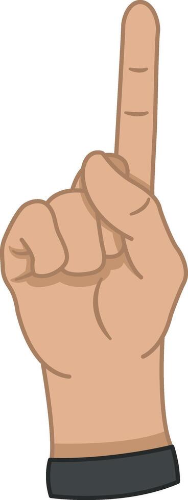 Raise One Index Finger Up. Hand Gesture Shows Number One. Illustration for Children Education or Attention Gesture. vector