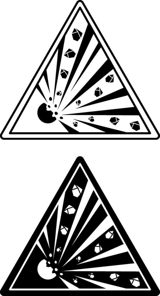 Signs Explosive. Black and White Icons. Explosive Materials. Danger Warning Sign vector