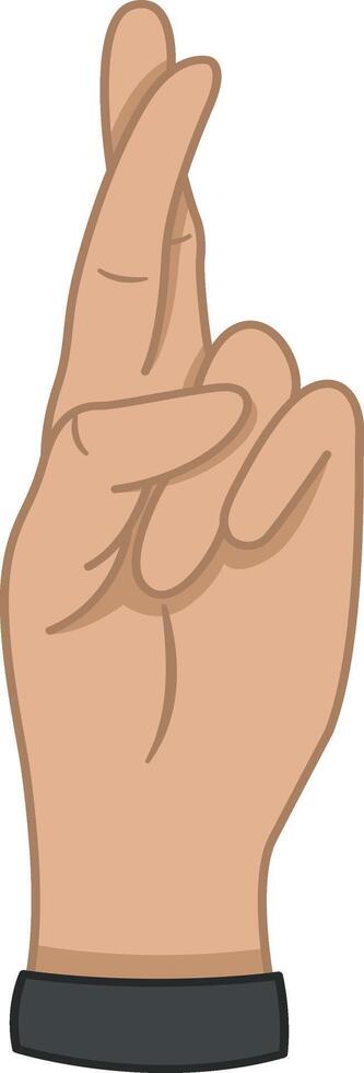 Crossed Fingers. Gesture for Good Luck, Lie, Superstition. illustration vector