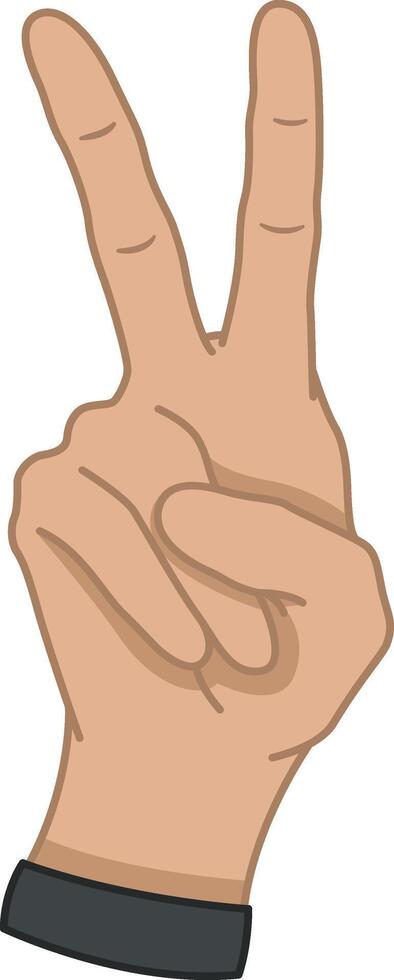 Hand Gesture Showing Number Two. Give Two Thumbs Up. Illustration for Children Education or Peace Sign vector