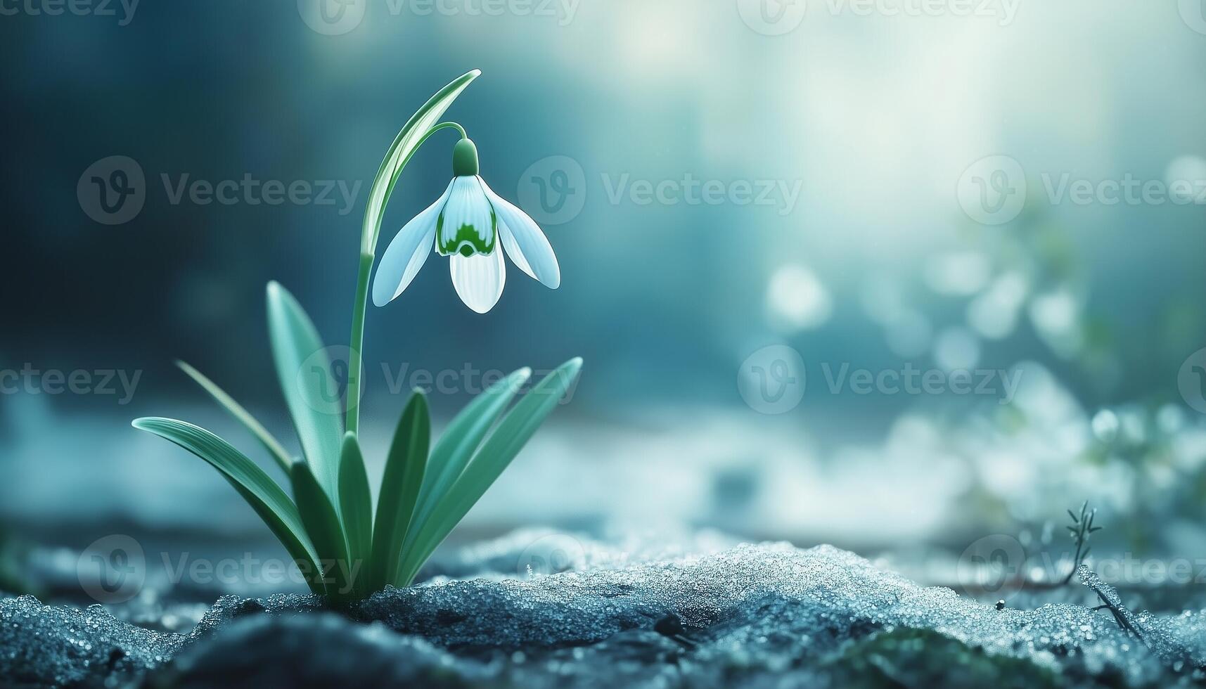 Snowdrop flower vibrant blossom petal nature plant blurred dark background photo