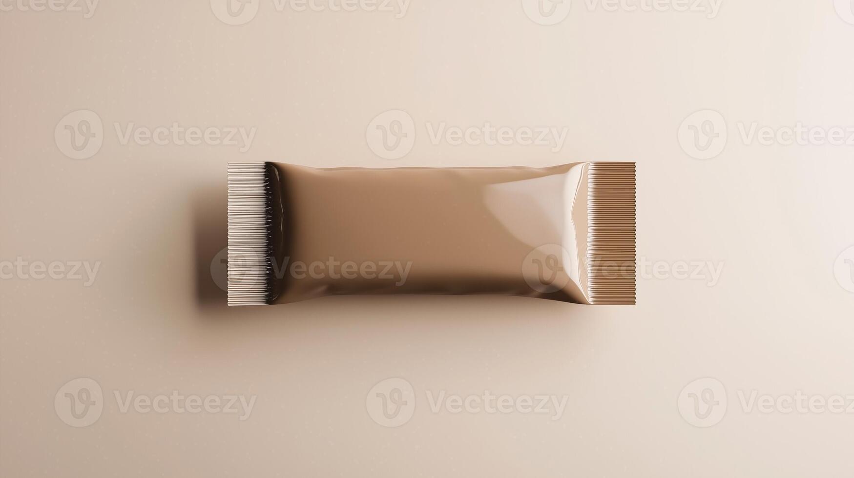 Snack bar or candy wrapper brown plastic blank mockup glossy for brand product photo