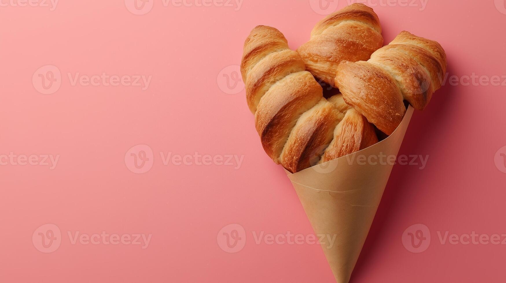 Sourdough wrapped on brown paper cone wrapped copy space background photo