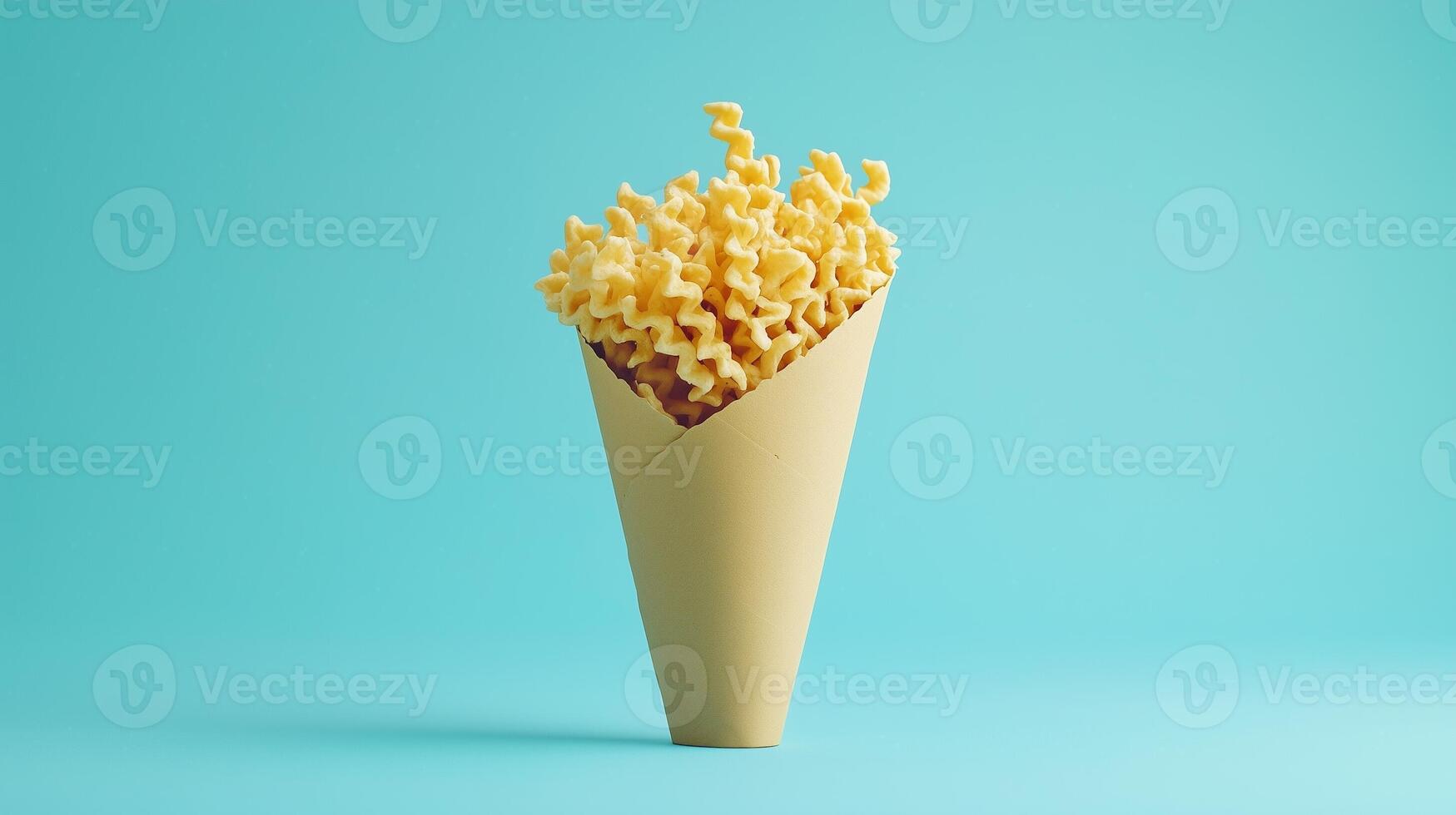 Waffle wrapped on brown paper cone wrapped copy space background photo