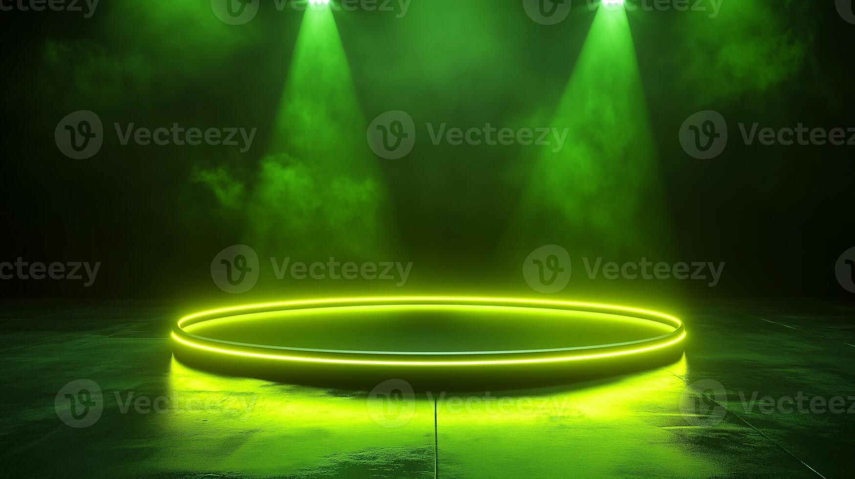Circle yellow neon light technology podium stage presentation in room modern technology photo