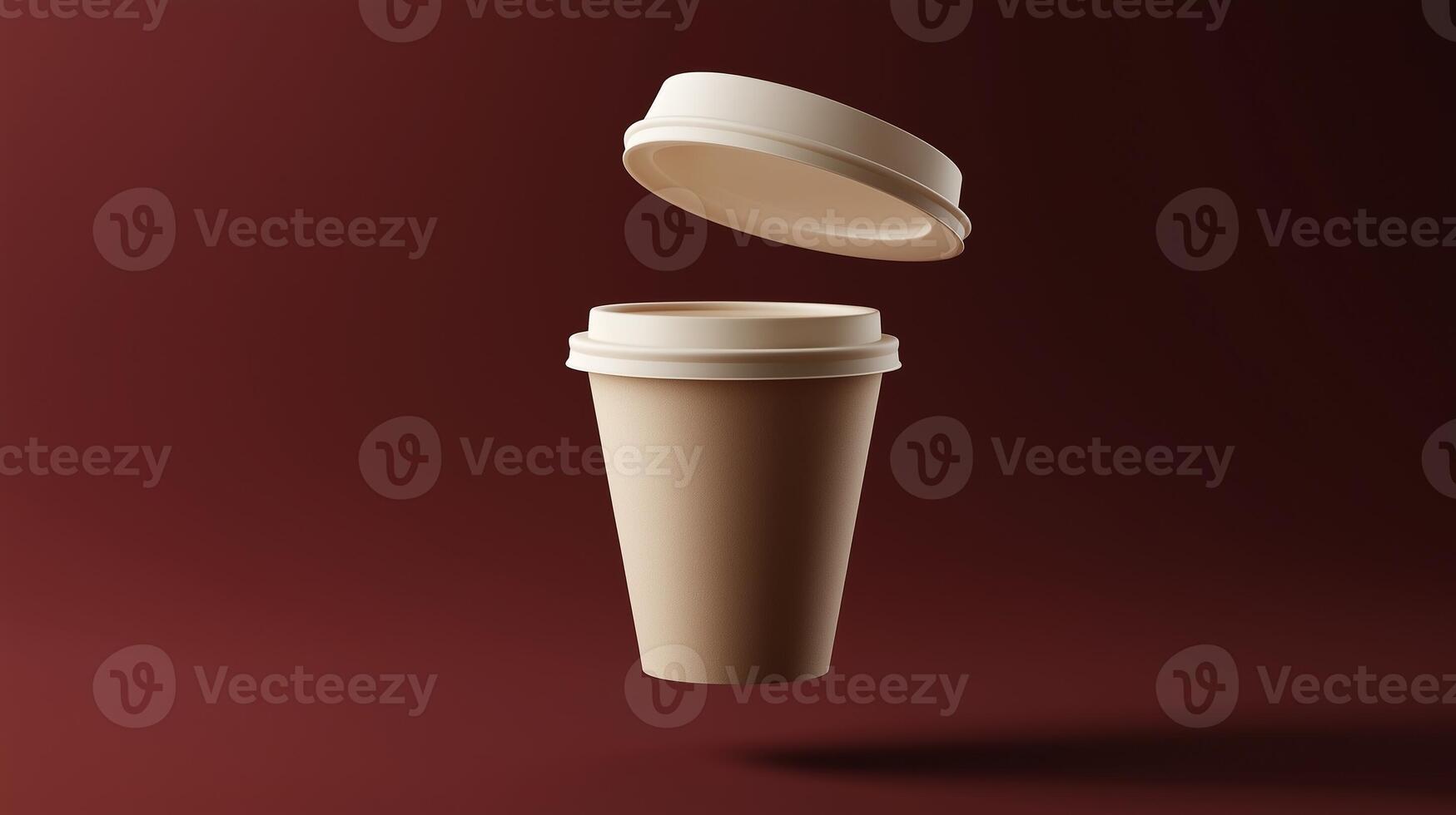 Mockup coffee cup disposable brown matte paper glass hot drink dark background photo