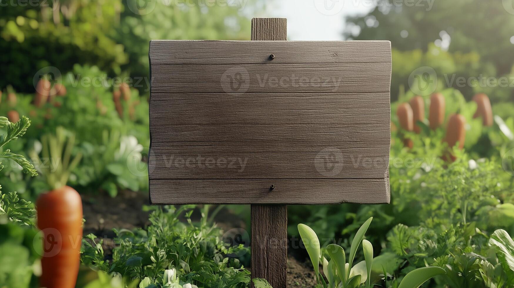 Blank wooden trunk board for label information important in carrot botanical garden farming photo